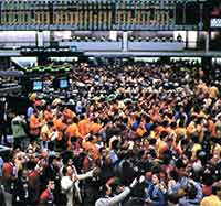 Crowded commodity trading pit